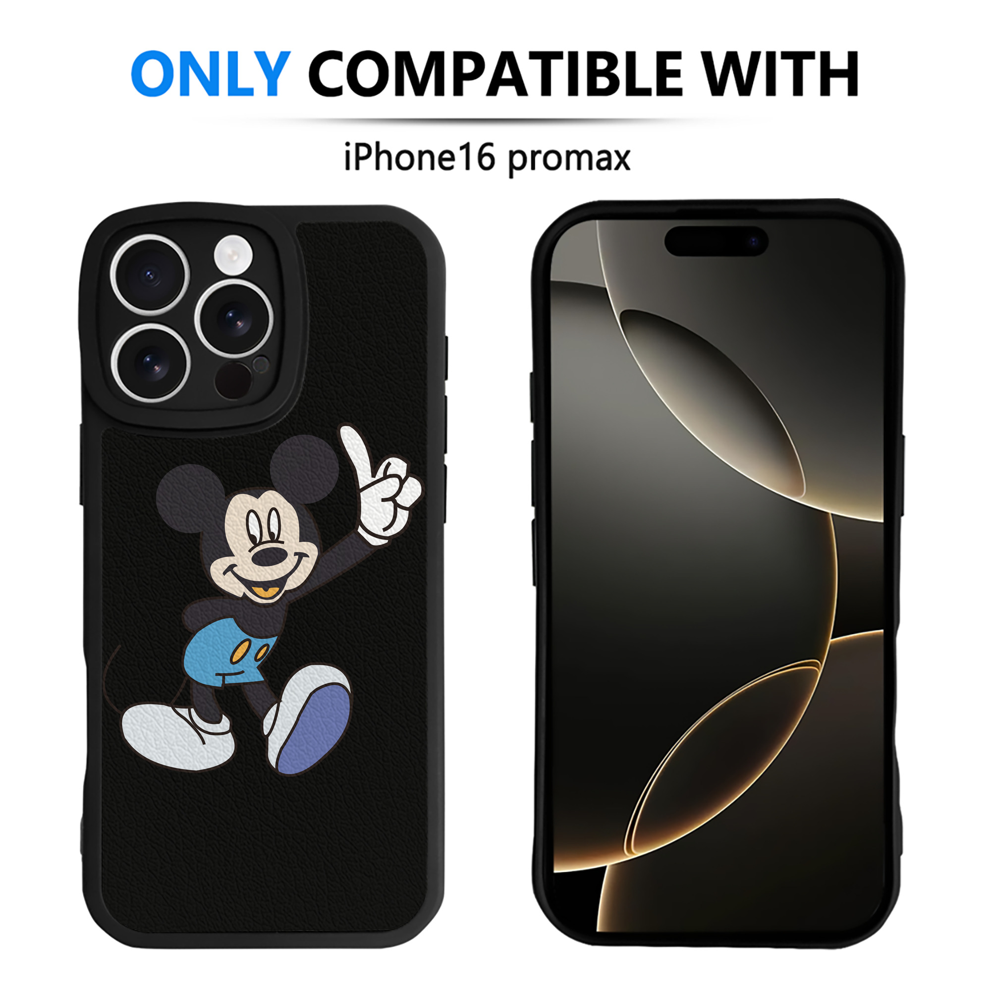 （画像用） ミッキーマウス Mickey Mouse 【iPhone 16シリーズ対応】シリコンスマホケース（レザー調） 材質：シリコン